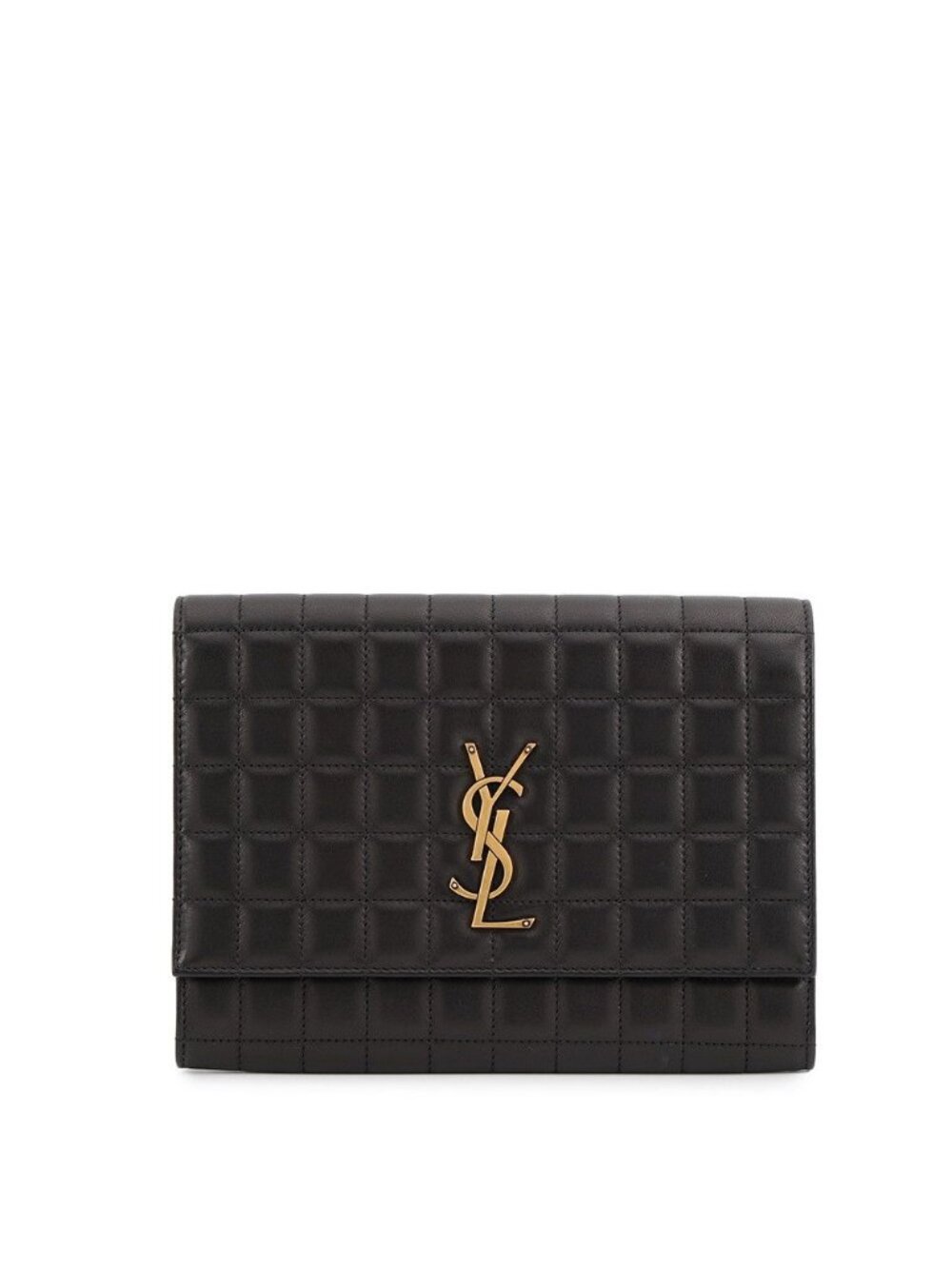 Saint Laurent Paris Clutch Flap Pouch Lambskin Black